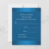Royal Blue Paarse Peacock Feathers Wedding RSVP Kaartje (Achterkant)