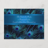 Royal Blue Paarse Peacock Feathers Wedding Uitnodiging Briefkaart (Voorkant)