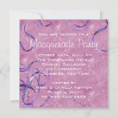 Royal Blue Paarse Roze Masquerade Party Kaart (Achterkant)
