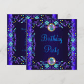 Royal Blue Paarse verjaardagsfeest Kaart (Voorkant / Achterkant)