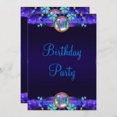 Royal Blue Paarse verjaardagsfeest Kaart (Voorkant / Achterkant)