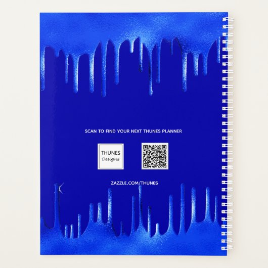 Royal blue paint druppels naam afspraak 2026 planner (Achterkant)