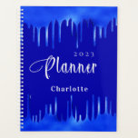Royal blue paint druppels naam afspraak 2026 planner<br><div class="desc">Royal blue background, versierd met verfdruppelend uiterlijk. Personaliseer en voeg een jaar en een naam toe. Witte letters.</div>