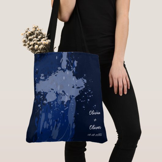 Royal Blue Paint Splatter Party Gift Tote Bag (Dichtbij)