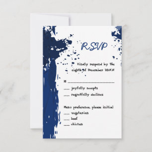 Royal Blue Paint Splatter - Uitnodiging RSVP
