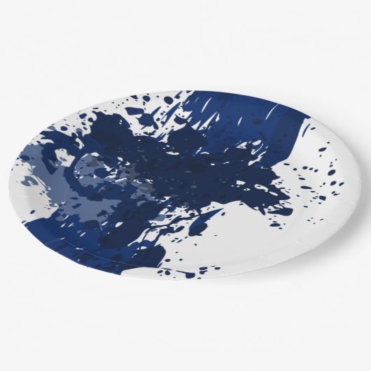 Royal-Blue Paint Splatter - Wedding Party Supply - Papieren Bordje (Gekanteld)