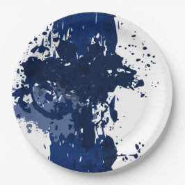 Royal-Blue Paint Splatter - Wedding Party Supply - Papieren Bordje