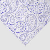 Royal Blue Paisley Pattern over White Tissue Paper Tissuepapier (Detail)