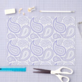 Royal Blue Paisley Pattern over White Tissue Paper Tissuepapier (Craft)