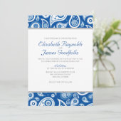 Royal Blue Paisley Wedding Invitations Kaart (Staand voorkant)