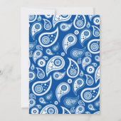 Royal Blue Paisley Wedding Invitations Kaart (Achterkant)