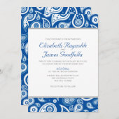 Royal Blue Paisley Wedding Invitations Kaart (Voorkant / Achterkant)