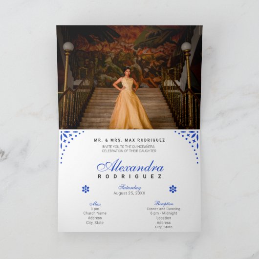 Royal Blue Papel Picado Mis Quince Años (Binnen)