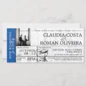 Royal Blue Paris bruiloft instapkaart uitnodiging (Voorkant)