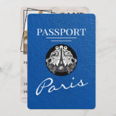 Royal Blue Paris Passport Bewaar de datum Save The Date (Voorkant / Achterkant)