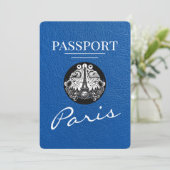Royal Blue Paris Passport Bewaar de datum Save The Date (Staand voorkant)