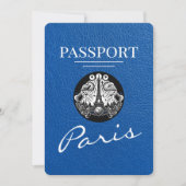 Royal Blue Paris Passport Bewaar de datum Save The Date (Voorkant)
