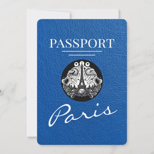 Royal Blue Paris Passport Bewaar de datum Save The Date (Voorkant)
