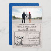 Royal Blue Paris Passport Bruiloft Kaart (Voorkant / Achterkant)
