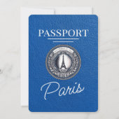 Royal Blue Paris Passport Bruiloft Kaart (Achterkant)