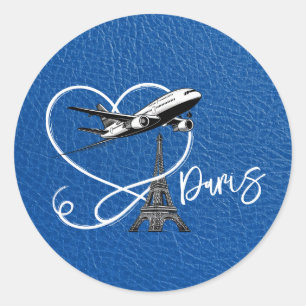 Royal Blue Paris Passport Ronde Sticker