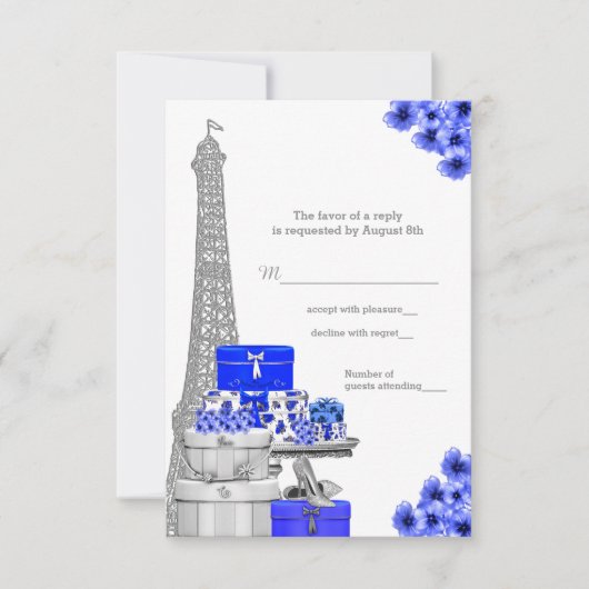 Royal Blue Paris RSVP Kaartje (Voorkant)