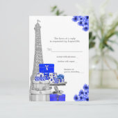 Royal Blue Paris RSVP Kaartje (Staand voorkant)