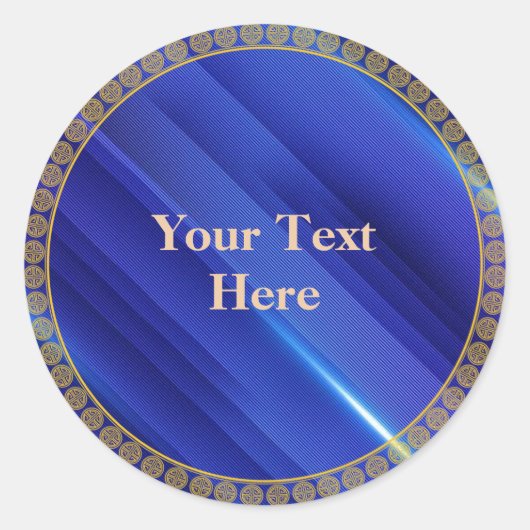 Royal Blue Pattern met lijst met goudkleurige cirk Ronde Sticker (Voorkant)