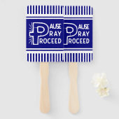 royal blue Pause Pray Proceed Christelijk Handwaaier (Voorkant en achterkant)