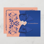 Royal Blue, Peach Floral, Hearts Enclosure Kaart (Voorkant / Achterkant)