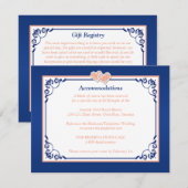 Royal Blue, Peach Floral, Hearts Insert Kaart (Voorkant / Achterkant)