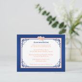 Royal Blue, Peach Floral, Hearts Insert Kaart (Staand voorkant)