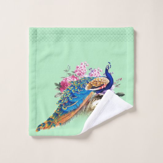 Royal Blue Peackock Bath-handdoekset Bad Handdoek (Wasdoekje)