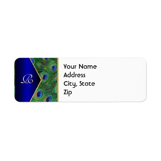 Royal Blue Peacock Address Label (Voorkant)