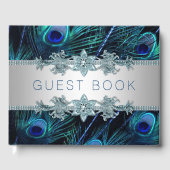 Royal Blue Peacock Bruiloft Gastenboek (Voorkant)