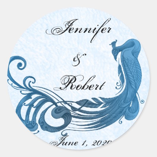 Royal Blue  Peacock Envelope Seal Ronde Sticker (Voorkant)