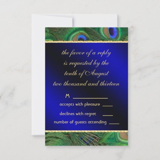 Royal Blue Peacock RSVP (Achterkant)