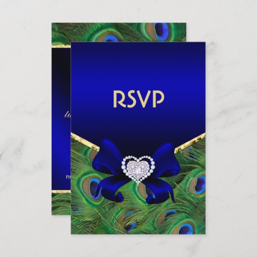 Royal Blue Peacock RSVP (Voorkant / Achterkant)