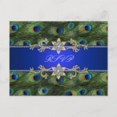 Royal Blue Peacock RSVP-Briefkaart Uitnodiging Briefkaart (Voorkant)