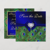 Royal Blue Peacock Save the Date (Voorkant / Achterkant)