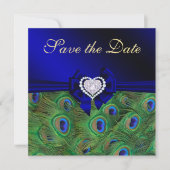 Royal Blue Peacock Save the Date (Voorkant)