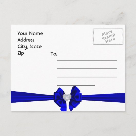 Royal Blue Peacock Save the Date Briefkaart (Achterkant)