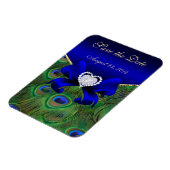 Royal Blue Peacock Save the Date Magneet (Linkerzijde)