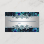 Royal Blue Peacock Seattle Place Cards Plaatskaartje<br><div class="desc">Peacock-plaatskaarten met  koninklijke blauwe achtergrond en zilverband voor tekst.</div>