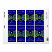 Royal Blue Peacock Weddenschap Wine Label (Full Sheet)