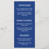 Royal Blue Peacock Wedding Flat Menu (Achterkant)