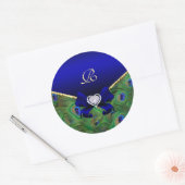 Royal Blue Peacock Wedding Gift Seal Ronde Sticker (Envelop)