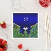 Royal Blue Peacock Wedding Paper Party Napkins Servetten (Insitu)