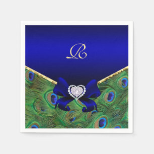 Royal Blue Peacock Wedding Paper Party Napkins Servetten