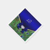 Royal Blue Peacock Wedding Paper Party Napkins Servetten (Hoek)